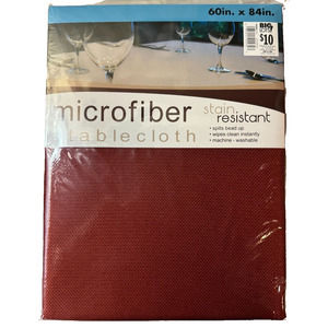 Microfiber Table Cloth Red 60x84 Rectangle Stain Resistant - NEW b5